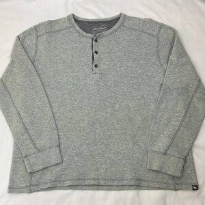 Eddie Bauer Gray thermal style long sleeve Henley shirt mens size xtra large